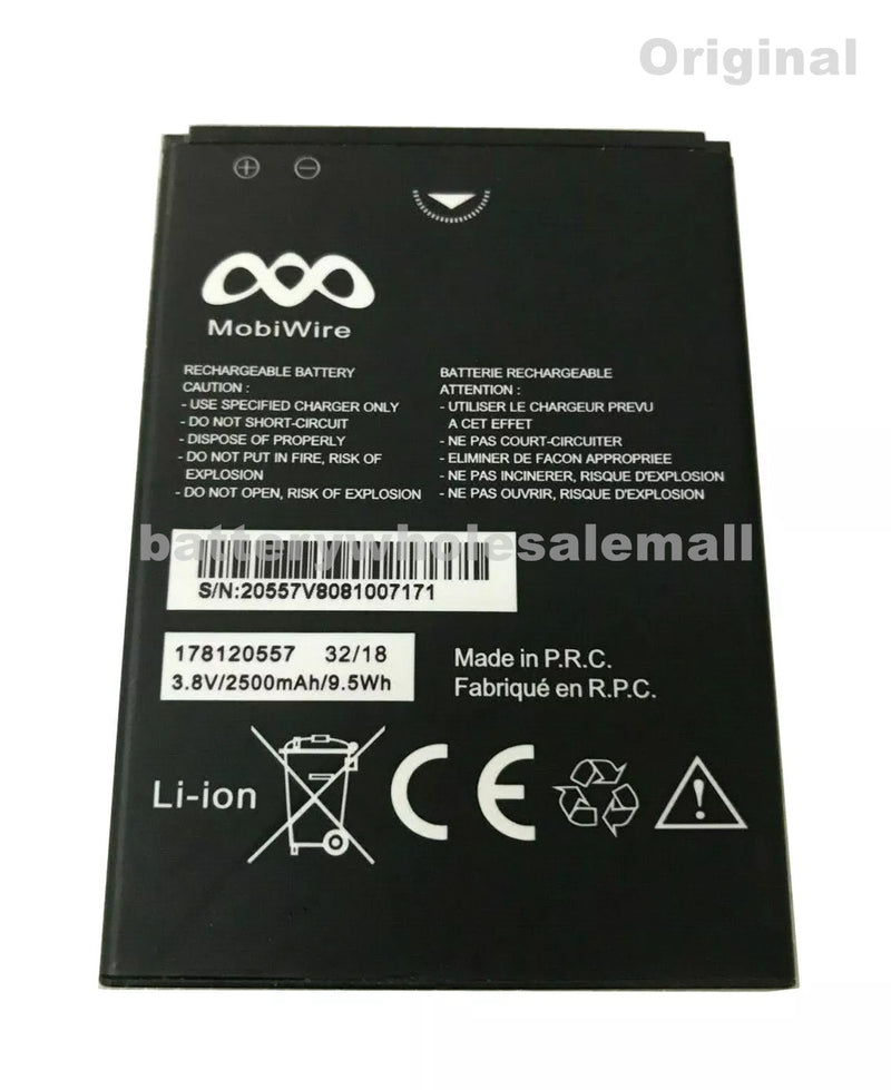 New 2500mAh 9.5Wh 3.8V Battery For MobiWire 178120557 Smartphone