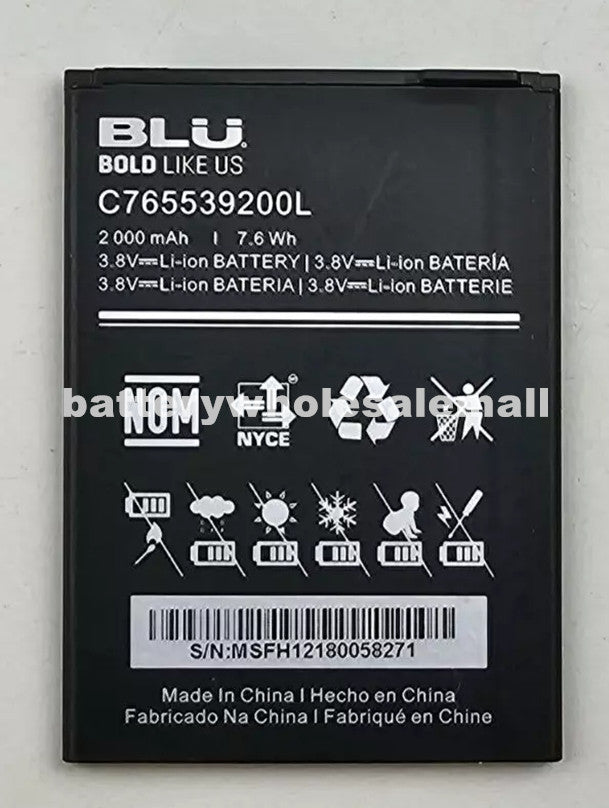 New 2000mAh 7.6Wh 3.8V Battery C765539200L For BLU Smartphone