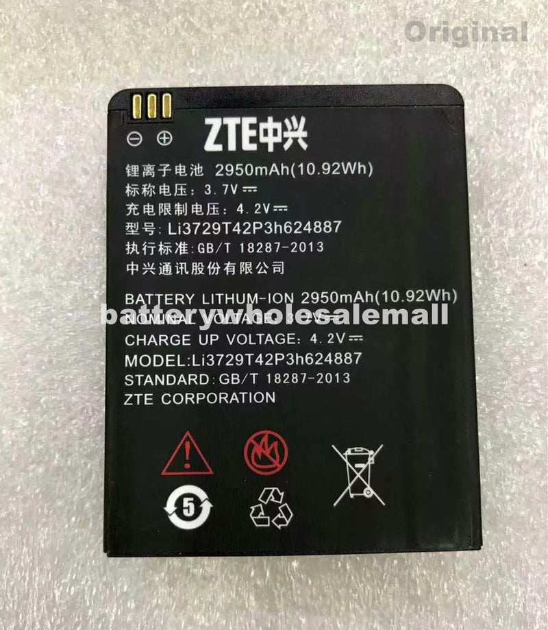 New 2950mAh 10.92Wh 3.7V Battery Li3729T42P3h624887 For ZTE Smartphone