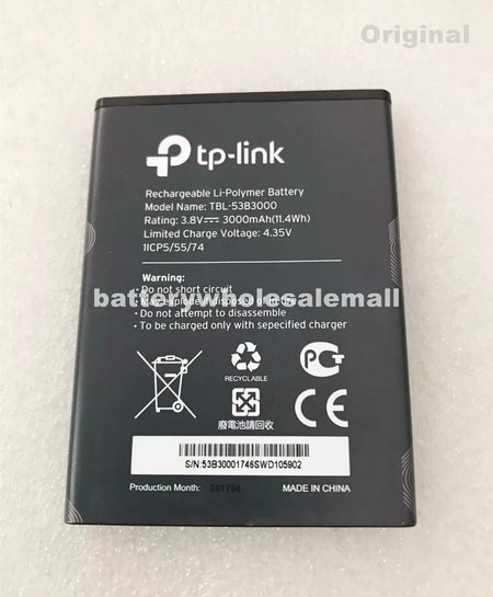 New 3000mAh 11.4Wh 3.8V Battery TBL-53B3000 For TP-LINK M7650