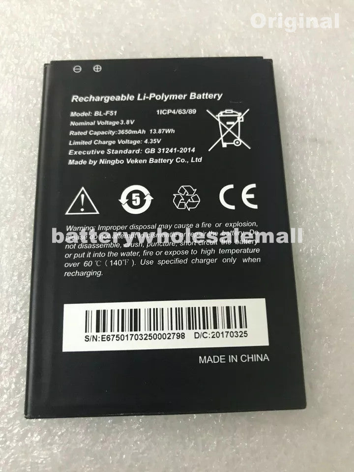 New 3650mAh 3.8V Battery BL-F51 For PHICOMM Smartphone 1ICP4/63/89