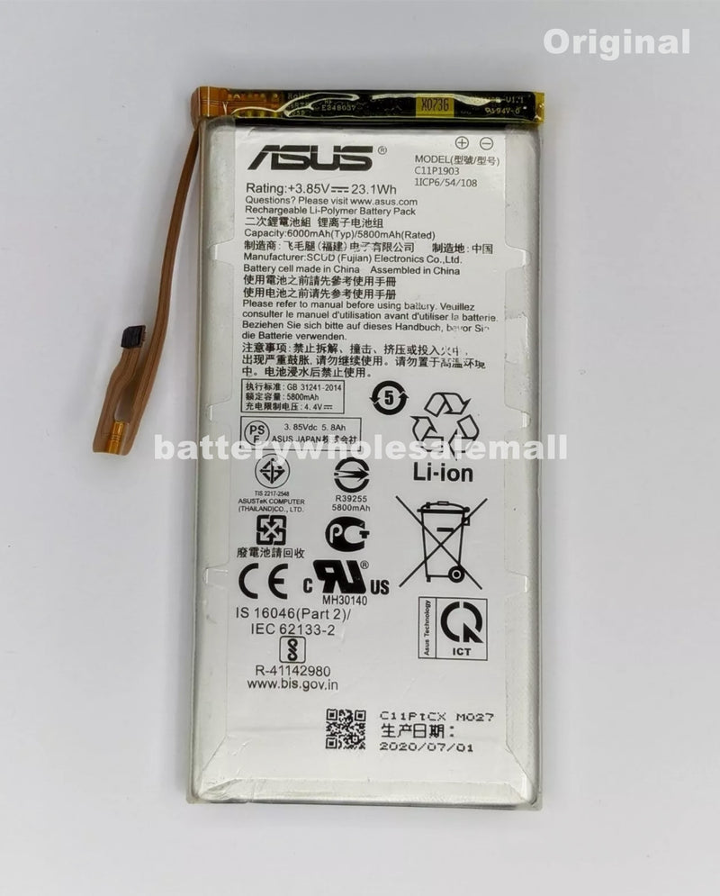 New 5800mAh 23.1Wh 3.85V Battery C11P1903 For ASUS ROG Phone 3