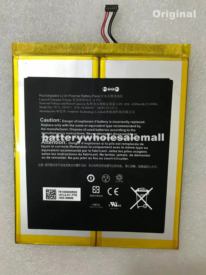 New 6300mAh Battery 2955C7 For Amazon Kindle Fire HD 10 7th Gen SL056ZE 2017