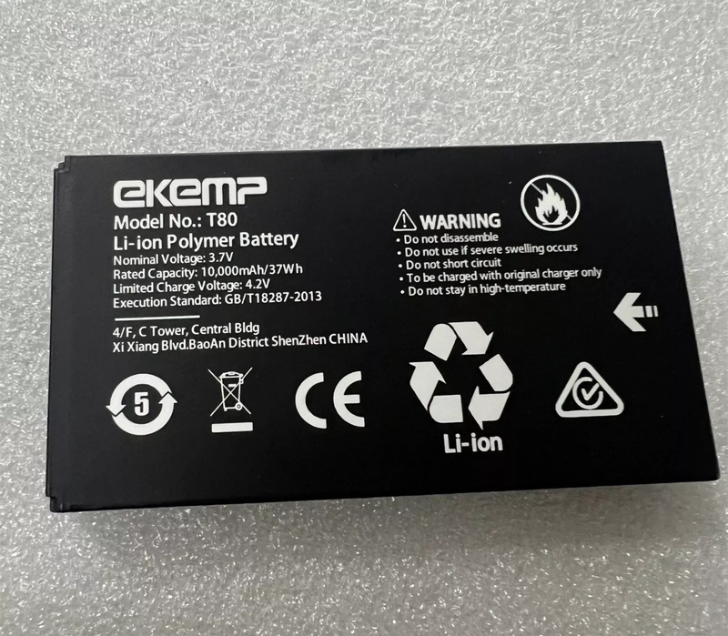 New Original 10000mAh 37Wh 3.7V Rechargeable Battery For Ekemp T80
