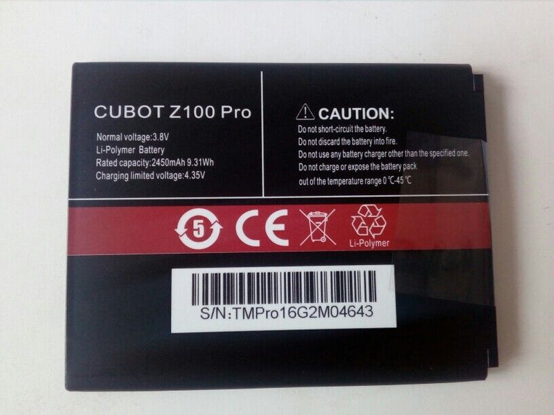 New Original 2450mAh 3.8V Rechargeable Battery For Cubot Z100 Pro