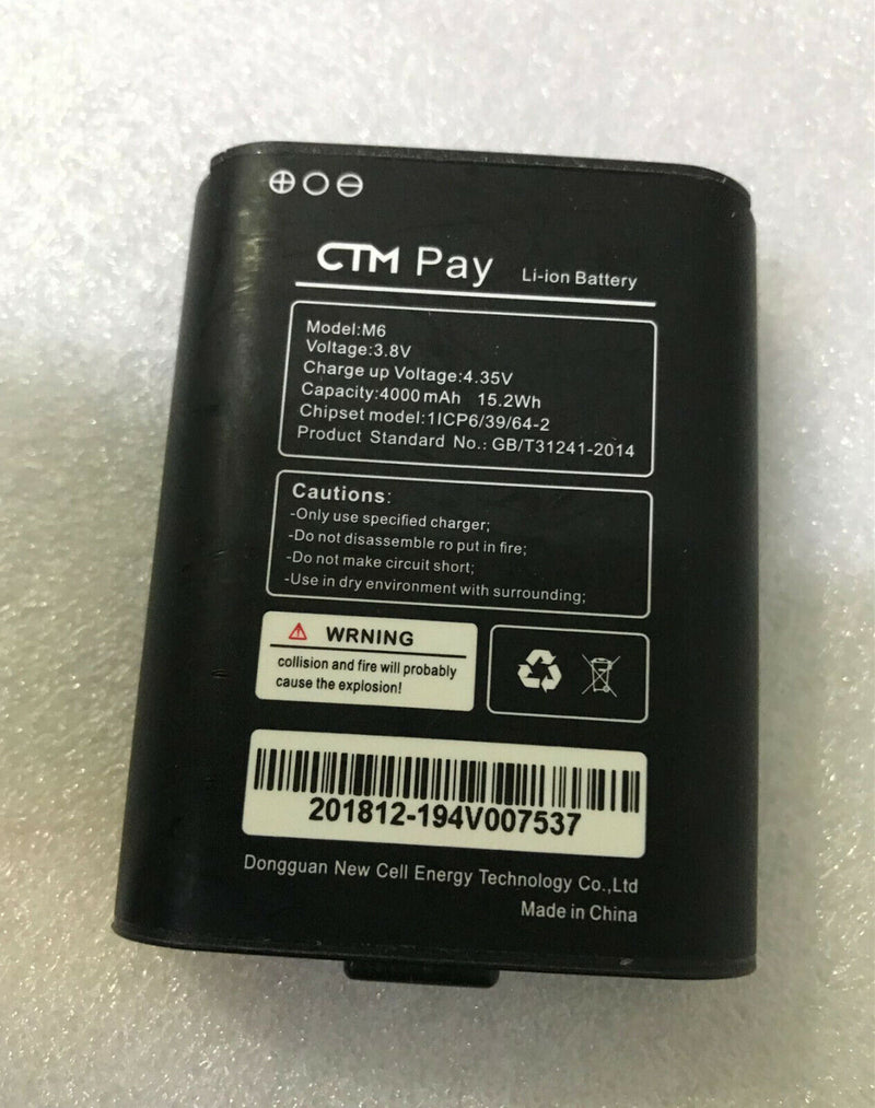 New Original 4000mAh 15.2Wh 3.8V Rechargeable Battery For CTM Pay M6