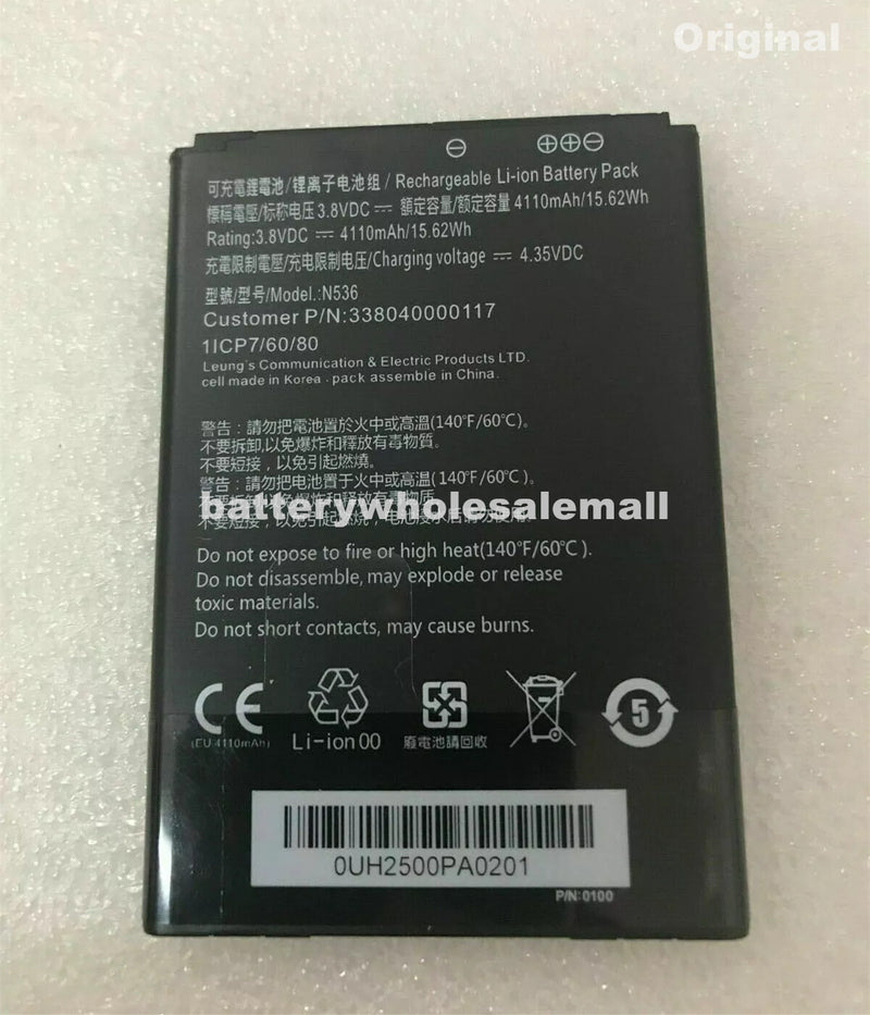 New 4110mAh 15.62Wh 3.8V Battery N536 For 1ICP7/60/80