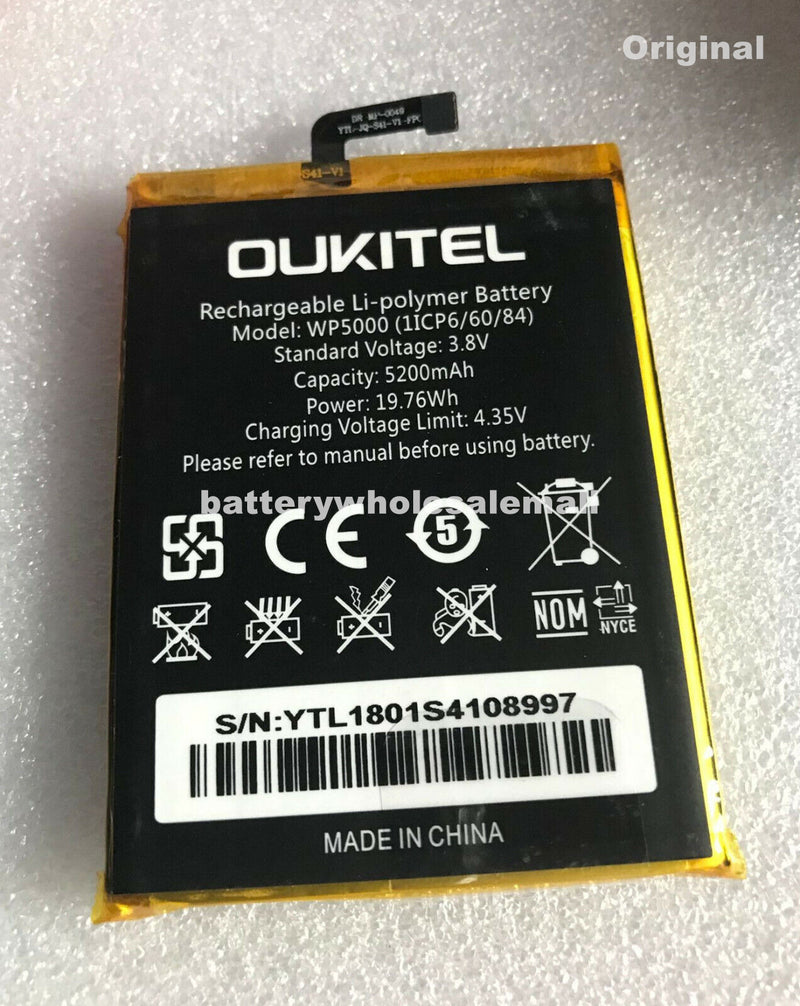 New Original 5200mAh Battery WP5000 For Oukitel Helio P25 Octa Core IP68 5.7"