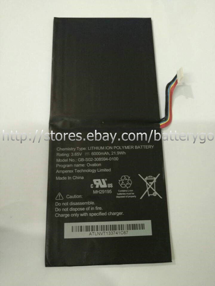 New 6000mAh 21.9Wh Battery GB-S02-308594-0100 For Barnes & Noble NOOK HD