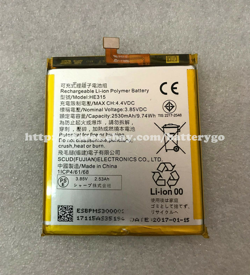 New 2530mAh 9.74Wh 3.85V Rechargeable Battery For Sharp Aquos HE315