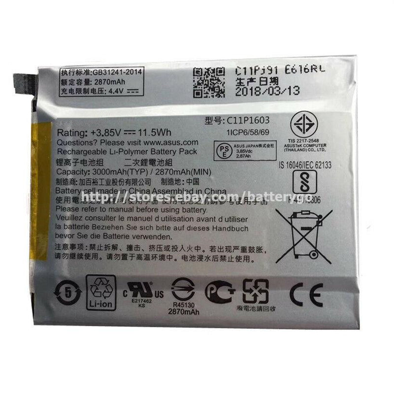 New 2870mAh Battery C11P1603 For ASUS Zenfone 3 Deluxe 5.7" ZS570KL ZS550