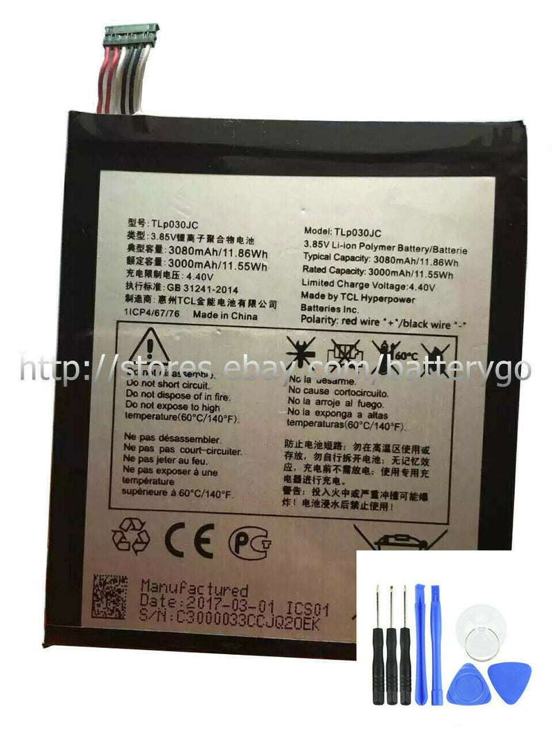 New 3080mAh Battery TLp030JC For Alcatel One Touch A3 XL 9008j + Tools