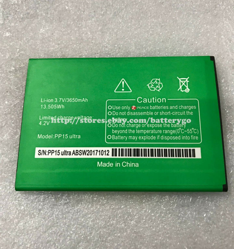 New 3650mAh 13.505Wh 3.7V Rechargeable Battery For PEACE PP15 Ultra
