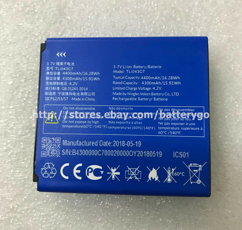 New 4300mAh 15.91Wh 3.7V Battery TLi043C7 For Alcatel Smartphone