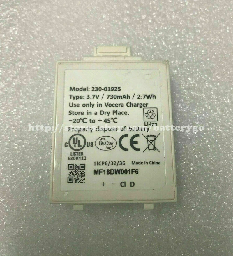 New 730mAh 2.7Wh 3.7V Rechargeable Battery For VOCERA 230-01925