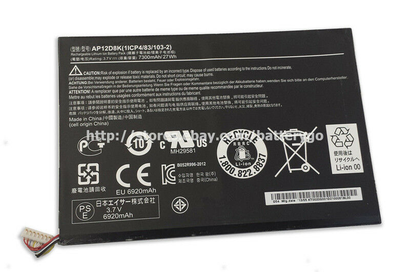 New 27Wh Battery AP12D8K For Acer Iconia Tab A3-A10 P3-171 W510 W510P