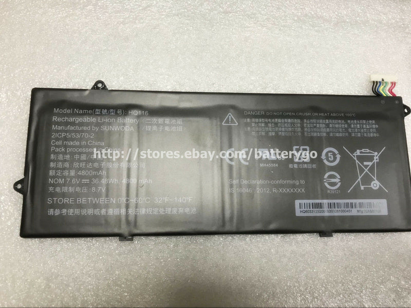New 4800mAh 36.48Wh 7.6V Laptop Battery HQ116 2ICP5/53/70-2
