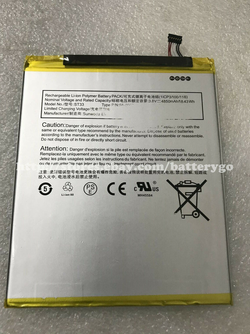 New 4850mAh 18.43Wh 3.8V Battery ST33 For Amazon Kindle Tablet