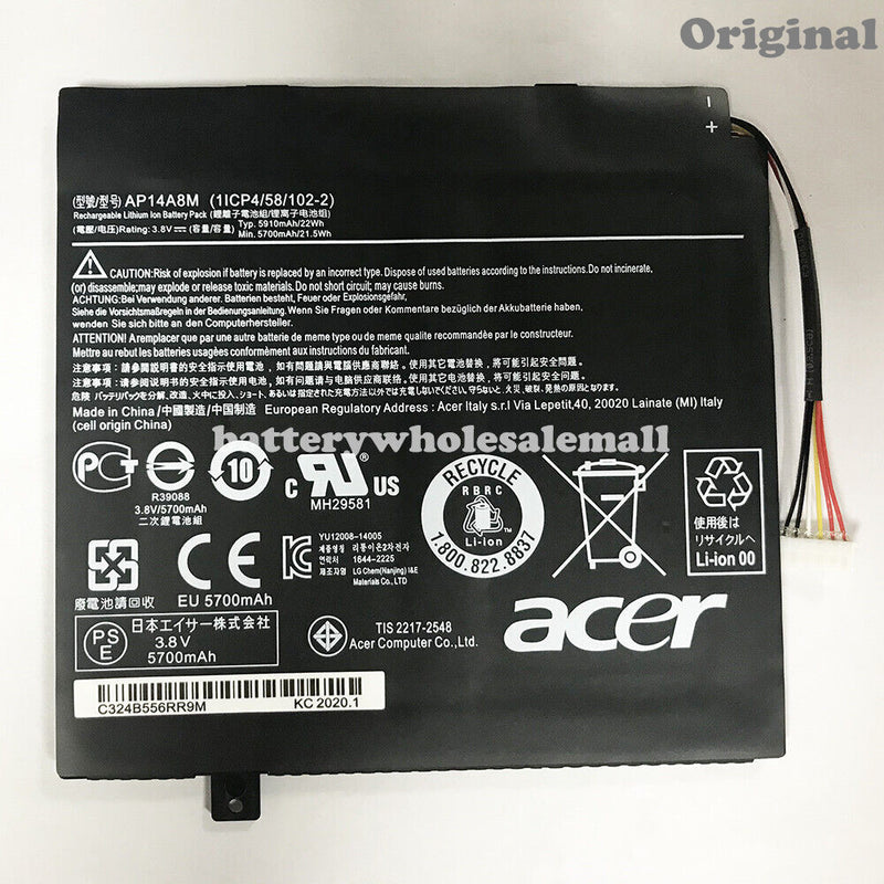 New 5700mAh Battery AP14A8M For Acer Aspire Switch 10 SW5-011 SW5-012 AP14A4M