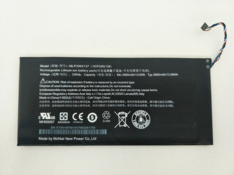 New 3580mAh Battery MLP2964137 For ACER A1402 & Iconia One 7 B1-730 B1-730HD