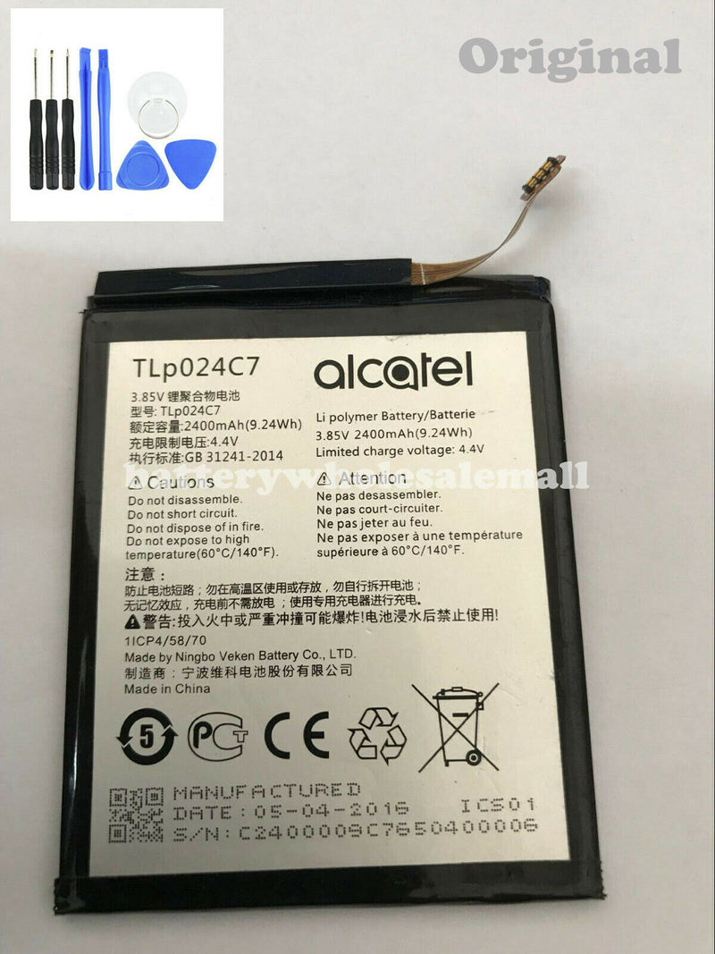 New 2400mAh Battery TLp024C7 For Alcatel A3 1X LTE 5059J 5059T 5059X TLP024C1 +Tool